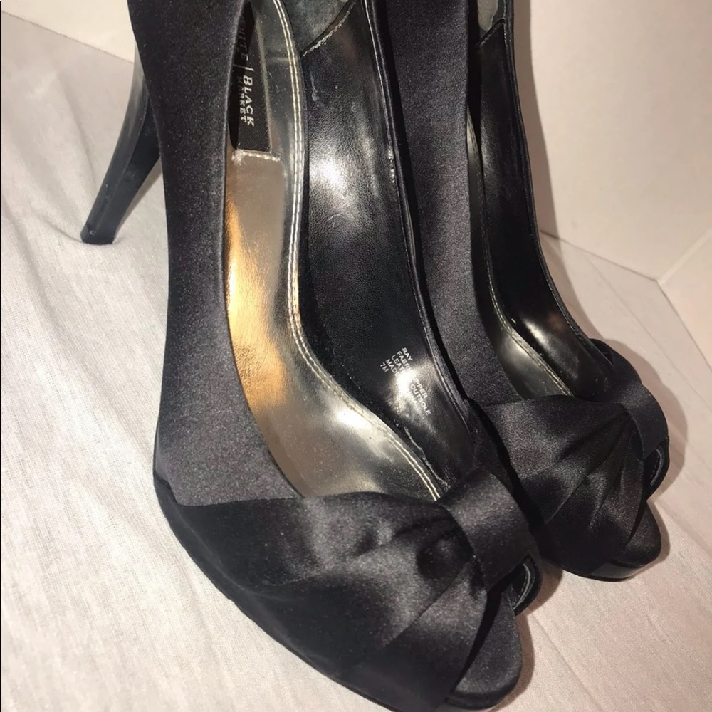 WHBM Sexy black satin heels